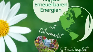 Plakat Tag der erneuerbaren Energien mit Naturmarkt und Frühlingsfest